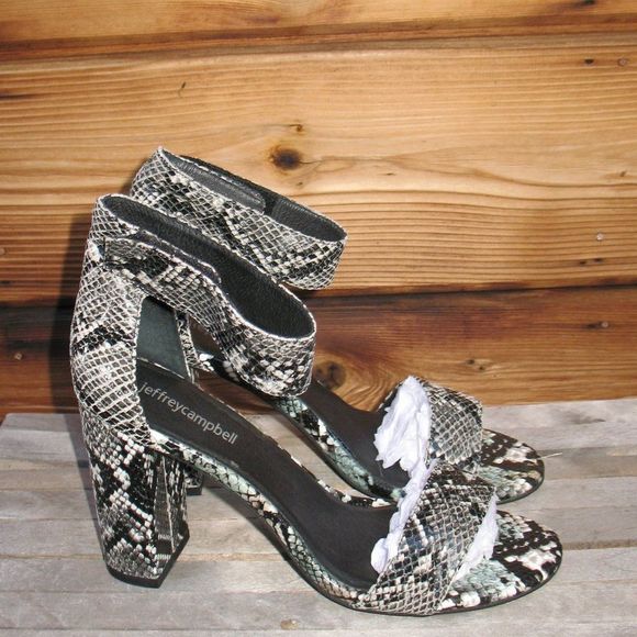Jeffrey Campbell Snake Print Block Heel Sandals - Picture 4 of 8